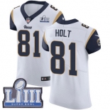 #81 Elite Torry Holt White Nike NFL Road Men's Jersey Los Angeles Rams Vapor Untouchable Super Bowl LIII Bound