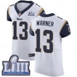 Men's Los Angeles Rams #13 Kurt Warner White Nike NFL Road Vapor Untouchable Super Bowl LIII Bound Elite Jersey