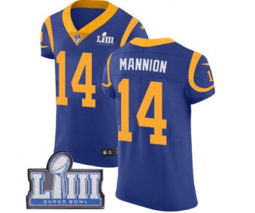 Men's Los Angeles Rams #14 Sean Mannion Royal Blue Nike NFL Alternate Vapor Untouchable Super Bowl LIII Bound Elite Jersey