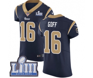 Men's Los Angeles Rams #16 Jared Goff Navy Blue Nike NFL Home Vapor Untouchable Super Bowl LIII Bound Elite Jersey