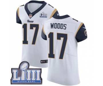 Men's Los Angeles Rams #17 Robert Woods White Nike NFL Road Vapor Untouchable Super Bowl LIII Bound Elite Jersey
