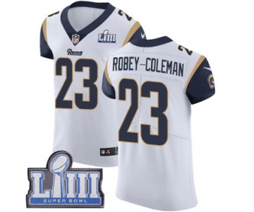 Men's Los Angeles Rams #23 Nickell Robey-Coleman White Nike NFL Road Vapor Untouchable Super Bowl LIII Bound Elite Jersey
