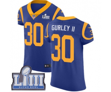 Men's Los Angeles Rams #30 Todd Gurley Royal Blue Nike NFL Alternate Vapor Untouchable Super Bowl LIII Bound Elite Jersey