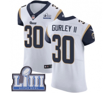 Men's Los Angeles Rams #30 Todd Gurley White Nike NFL Road Vapor Untouchable Super Bowl LIII Bound Elite Jersey