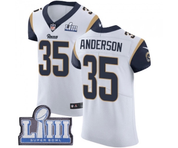 Men's Los Angeles Rams #35 C.J. Anderson White Nike NFL Road Vapor Untouchable Super Bowl LIII Bound Elite Jersey