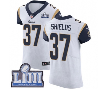 Men's Los Angeles Rams #37 Sam Shields White Nike NFL Road Vapor Untouchable Super Bowl LIII Bound Elite Jersey
