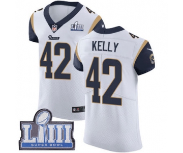 Men's Los Angeles Rams #42 John Kelly White Nike NFL Road Vapor Untouchable Super Bowl LIII Bound Elite Jersey