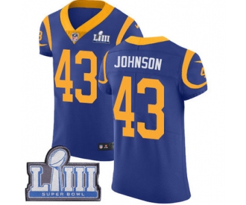 Men's Los Angeles Rams #43 John Johnson Royal Blue Nike NFL Alternate Vapor Untouchable Super Bowl LIII Bound Elite Jersey