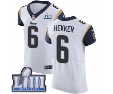 Men's Los Angeles Rams #6 Johnny Hekker White Nike NFL Road Vapor Untouchable Super Bowl LIII Bound Elite Jersey