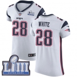 #28 Elite James White White Nike NFL Road Men's Jersey New England Patriots Vapor Untouchable Super Bowl LIII Bound