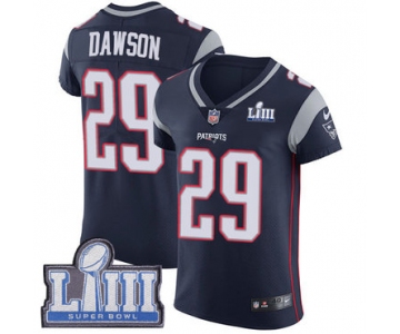 #29 Elite Duke Dawson Navy Blue Nike NFL Home Men's Jersey New England Patriots Vapor Untouchable Super Bowl LIII Bound