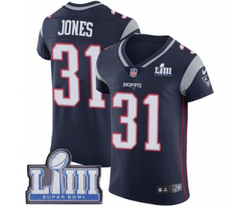 #31 Elite Jonathan Jones Navy Blue Nike NFL Home Men's Jersey New England Patriots Vapor Untouchable Super Bowl LIII Bound