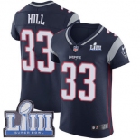 #33 Elite Jeremy Hill Navy Blue Nike NFL Home Men's Jersey New England Patriots Vapor Untouchable Super Bowl LIII Bound