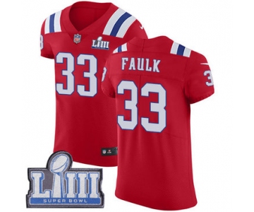 #33 Elite Kevin Faulk Red Nike NFL Alternate Men's Jersey New England Patriots Vapor Untouchable Super Bowl LIII Bound