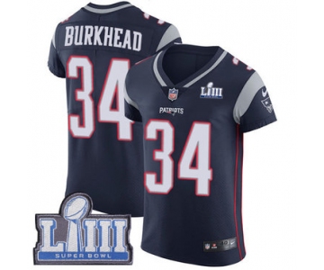 #34 Elite Rex Burkhead Navy Blue Nike NFL Home Men's Jersey New England Patriots Vapor Untouchable Super Bowl LIII Bound