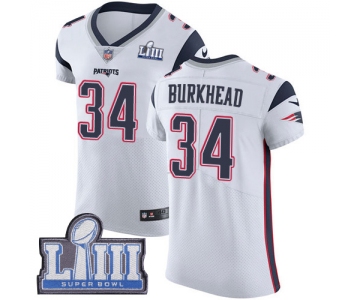 #34 Elite Rex Burkhead White Nike NFL Road Men's Jersey New England Patriots Vapor Untouchable Super Bowl LIII Bound