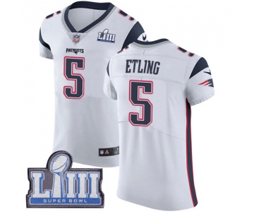 #5 Elite Danny Etling White Nike NFL Road Men's Jersey New England Patriots Vapor Untouchable Super Bowl LIII Bound