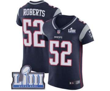#52 Elite Elandon Roberts Navy Blue Nike NFL Home Men's Jersey New England Patriots Vapor Untouchable Super Bowl LIII Bound