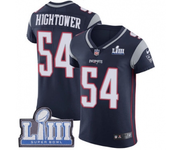 #54 Elite Dont'a Hightower Navy Blue Nike NFL Home Men's Jersey New England Patriots Vapor Untouchable Super Bowl LIII Bound