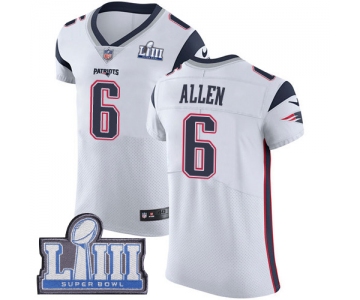#6 Elite Ryan Allen White Nike NFL Road Men's Jersey New England Patriots Vapor Untouchable Super Bowl LIII Bound