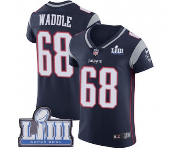 #68 Elite LaAdrian Waddle Navy Blue Nike NFL Home Men's Jersey New England Patriots Vapor Untouchable Super Bowl LIII Bound