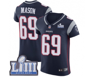 #69 Elite Shaq Mason Navy Blue Nike NFL Home Men's Jersey New England Patriots Vapor Untouchable Super Bowl LIII Bound