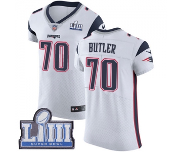 #70 Elite Adam Butler White Nike NFL Road Men's Jersey New England Patriots Vapor Untouchable Super Bowl LIII Bound