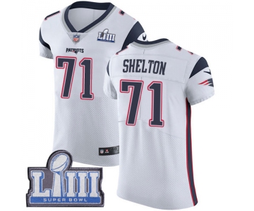 #71 Elite Danny Shelton White Nike NFL Road Men's Jersey New England Patriots Vapor Untouchable Super Bowl LIII Bound