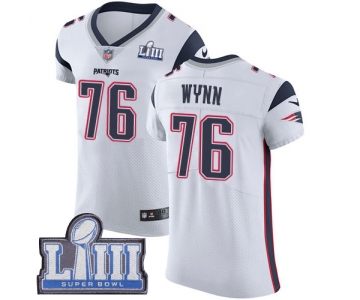 #76 Elite Isaiah Wynn White Nike NFL Road Men's Jersey New England Patriots Vapor Untouchable Super Bowl LIII Bound