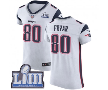 #80 Elite Irving Fryar White Nike NFL Road Men's Jersey New England Patriots Vapor Untouchable Super Bowl LIII Bound
