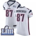 #87 Elite Rob Gronkowski White Nike NFL Road Men's Jersey New England Patriots Vapor Untouchable Super Bowl LIII Bound