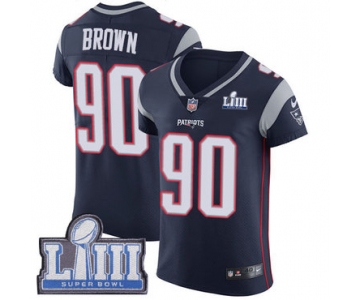 #90 Elite Malcom Brown Navy Blue Nike NFL Home Men's Jersey New England Patriots Vapor Untouchable Super Bowl LIII Bound