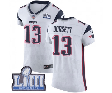 Men's New England Patriots #13 Phillip Dorsett White Nike NFL Road Vapor Untouchable Super Bowl LIII Bound Elite Jersey
