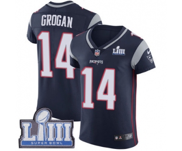 Men's New England Patriots #14 Steve Grogan Navy Blue Nike NFL Home Vapor Untouchable Super Bowl LIII Bound Elite Jersey