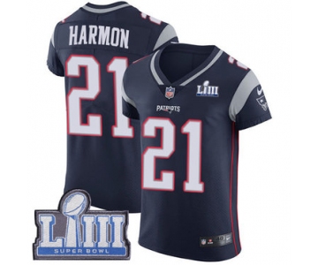 Men's New England Patriots #21 Duron Harmon Navy Blue Nike NFL Home Vapor Untouchable Super Bowl LIII Bound Elite Jersey