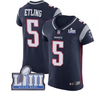 Men's New England Patriots #5 Danny Etling Navy Blue Nike NFL Home Vapor Untouchable Super Bowl LIII Bound Elite Jersey