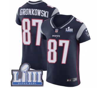 Men's New England Patriots #87 Rob Gronkowski Navy Blue Nike NFL Home Vapor Untouchable Super Bowl LIII Bound Elite Jersey