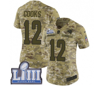 #12 Limited Brandin Cooks Camo Nike NFL Women's Jersey Los Angeles Rams 2018 Salute to Service Super Bowl LIII Bound