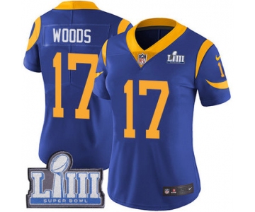 #17 Limited Robert Woods Royal Blue Nike NFL Alternate Women's Jersey Los Angeles Rams Vapor Untouchable Super Bowl LIII Bound