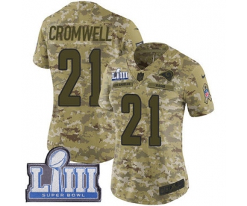 #21 Limited Nolan Cromwell Camo Nike NFL Women's Jersey Los Angeles Rams 2018 Salute to Service Super Bowl LIII Bound