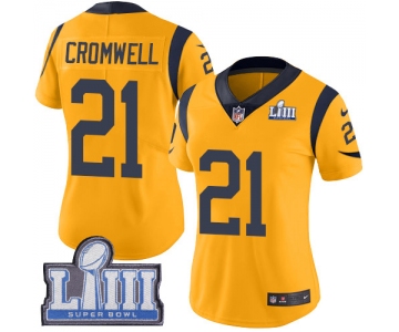 #21 Limited Nolan Cromwell Gold Nike NFL Women's Jersey Los Angeles Rams Rush Vapor Untouchable Super Bowl LIII Bound