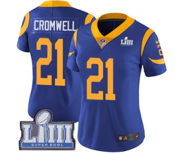 #21 Limited Nolan Cromwell Royal Blue Nike NFL Alternate Women's Jersey Los Angeles Rams Vapor Untouchable Super Bowl LIII Bound