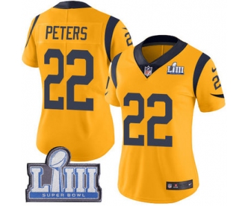 #22 Limited Marcus Peters Gold Nike NFL Women's Jersey Los Angeles Rams Rush Vapor Untouchable Super Bowl LIII Bound