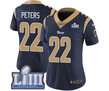 #22 Limited Marcus Peters Navy Blue Nike NFL Home Women's Jersey Los Angeles Rams Vapor Untouchable Super Bowl LIII Bound