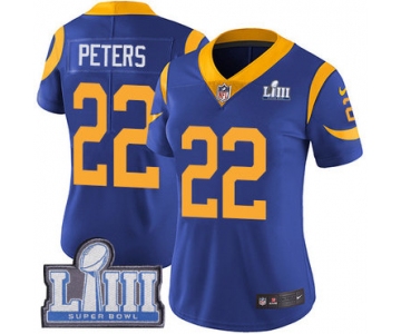 #22 Limited Marcus Peters Royal Blue Nike NFL Alternate Women's Jersey Los Angeles Rams Vapor Untouchable Super Bowl LIII Bound