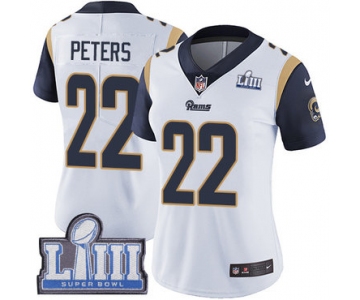 #22 Limited Marcus Peters White Nike NFL Road Women's Jersey Los Angeles Rams Vapor Untouchable Super Bowl LIII Bound