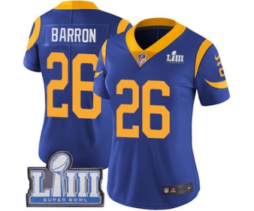 #26 Limited Mark Barron Royal Blue Nike NFL Alternate Women's Jersey Los Angeles Rams Vapor Untouchable Super Bowl LIII Bound