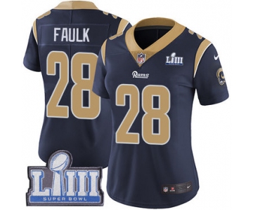 #28 Limited Marshall Faulk Navy Blue Nike NFL Home Women's Jersey Los Angeles Rams Vapor Untouchable Super Bowl LIII Bound