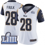 #28 Limited Marshall Faulk White Nike NFL Road Women's Jersey Los Angeles Rams Vapor Untouchable Super Bowl LIII Bound