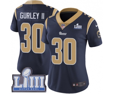 #30 Limited Todd Gurley Navy Blue Nike NFL Home Women's Jersey Los Angeles Rams Vapor Untouchable Super Bowl LIII Bound